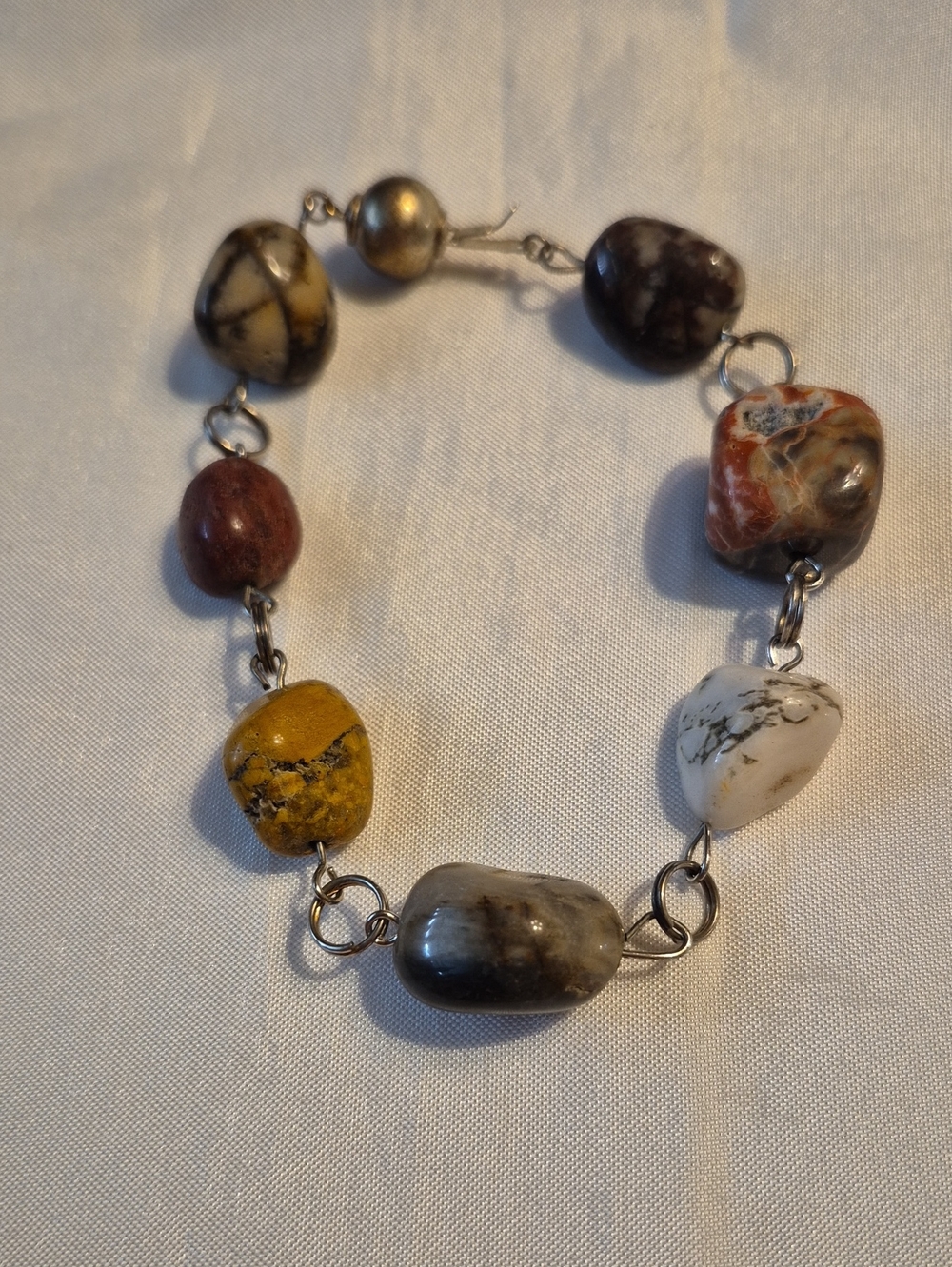 Multicolor Natural Stone Link Bracelet - Women